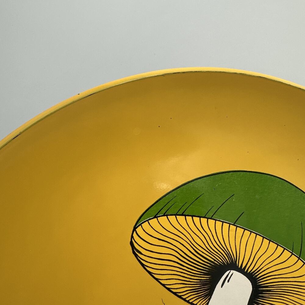 Vintage Retro XL Yellow 70's Mid Century Mushroom Melamine Round Platter - Picture 4 of 5